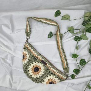 Granny Square Bauchtasche aus Raffia - Sunflower
